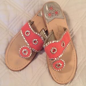 Jack Rogers Coral & Gold sandals Size 7